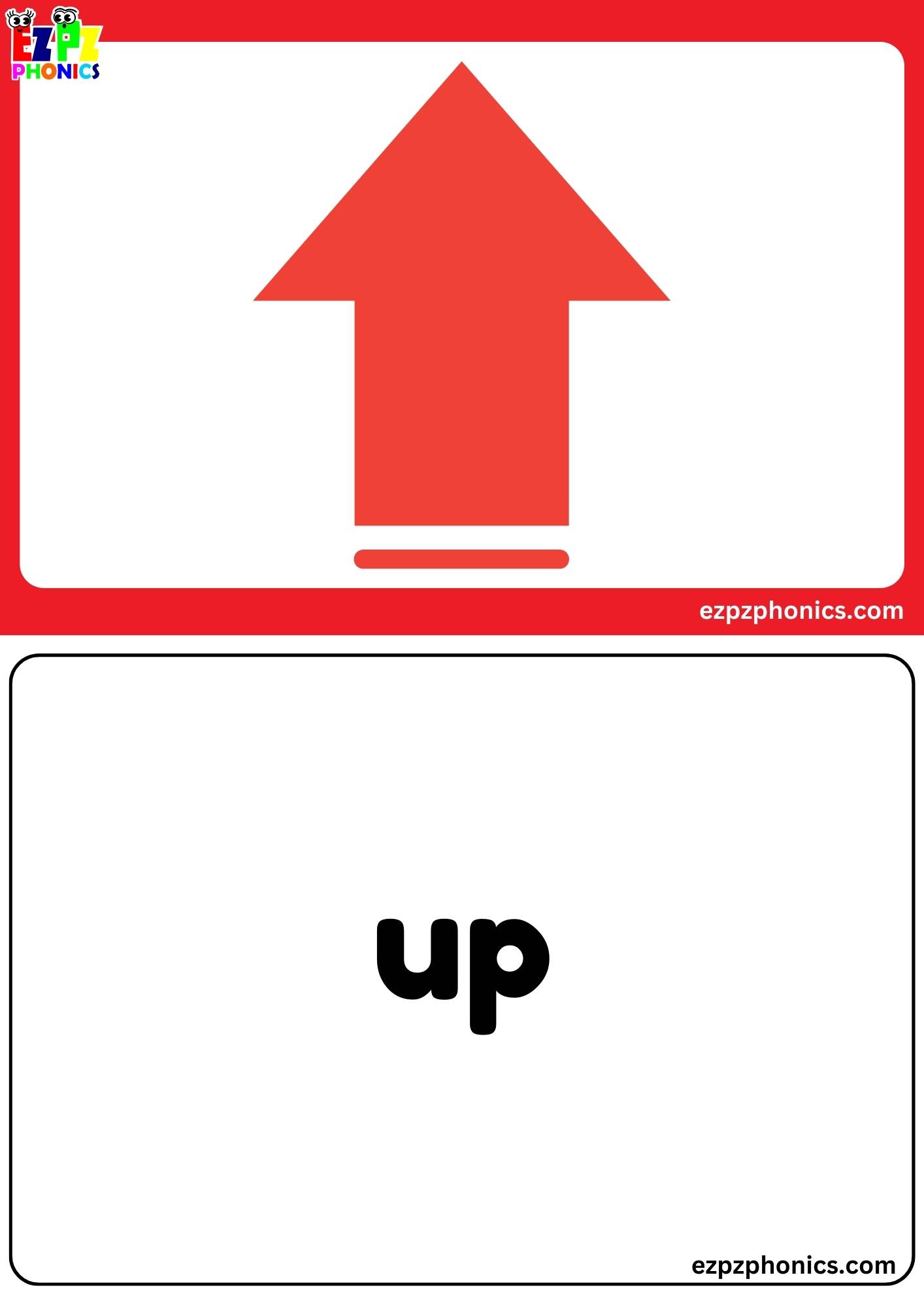Letter U Free Kindergarten Phonics Alphabet Letter Sounds Flashcards. Words on the Back.